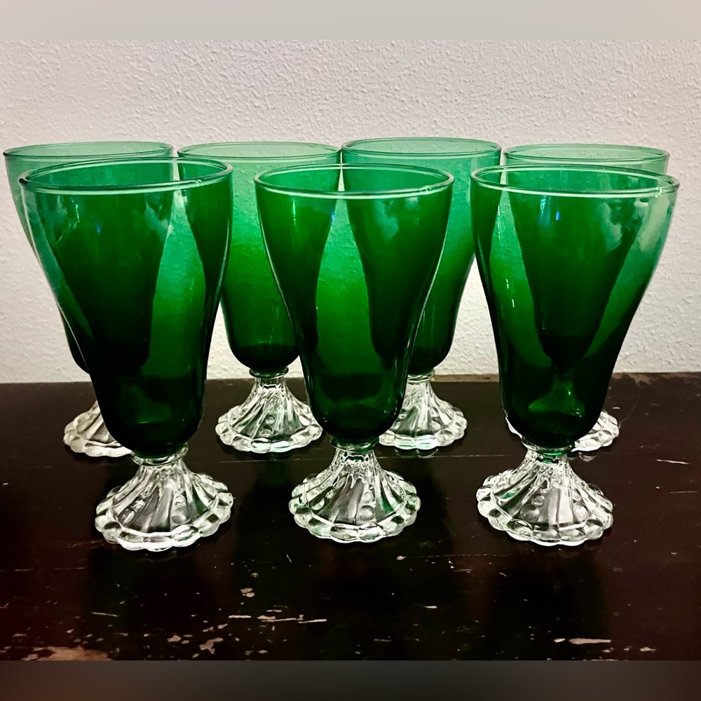 Elegant Green Anchor Hocking Boopie Berwick iced tea glasses set of 7